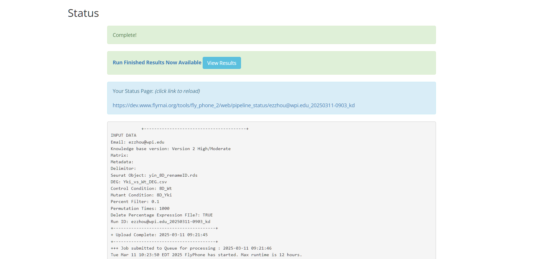 Status Page Finished